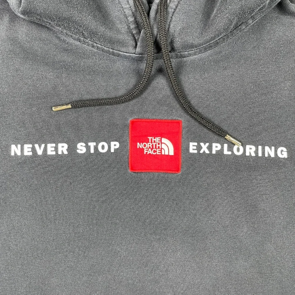The North Face Hoodie Mens M Black Red Box Never Stop Exploring Pullover A3X9J